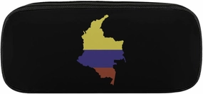 Flag Map of Colombia Fashion Pencil Case Large PU Leather Stationery Bag Easy to Clean Portable Pencil Pouch Makeup Bag