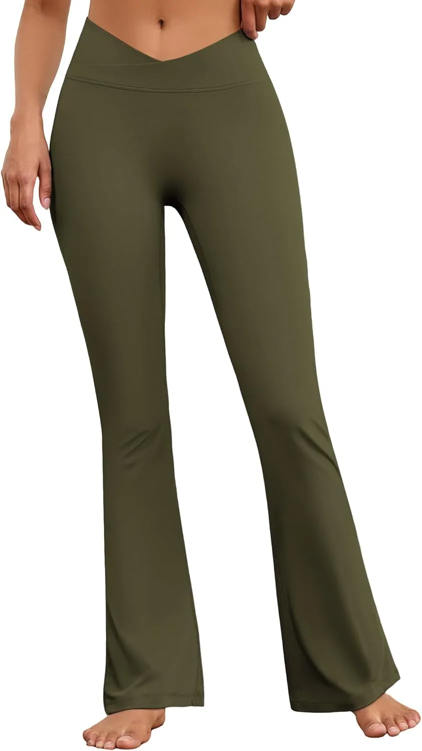 Flare Wide Leg Yoga Pants Bootcut Bell Bottom Crossover Tummy Control Leggings Workout High Waist Tights for Women