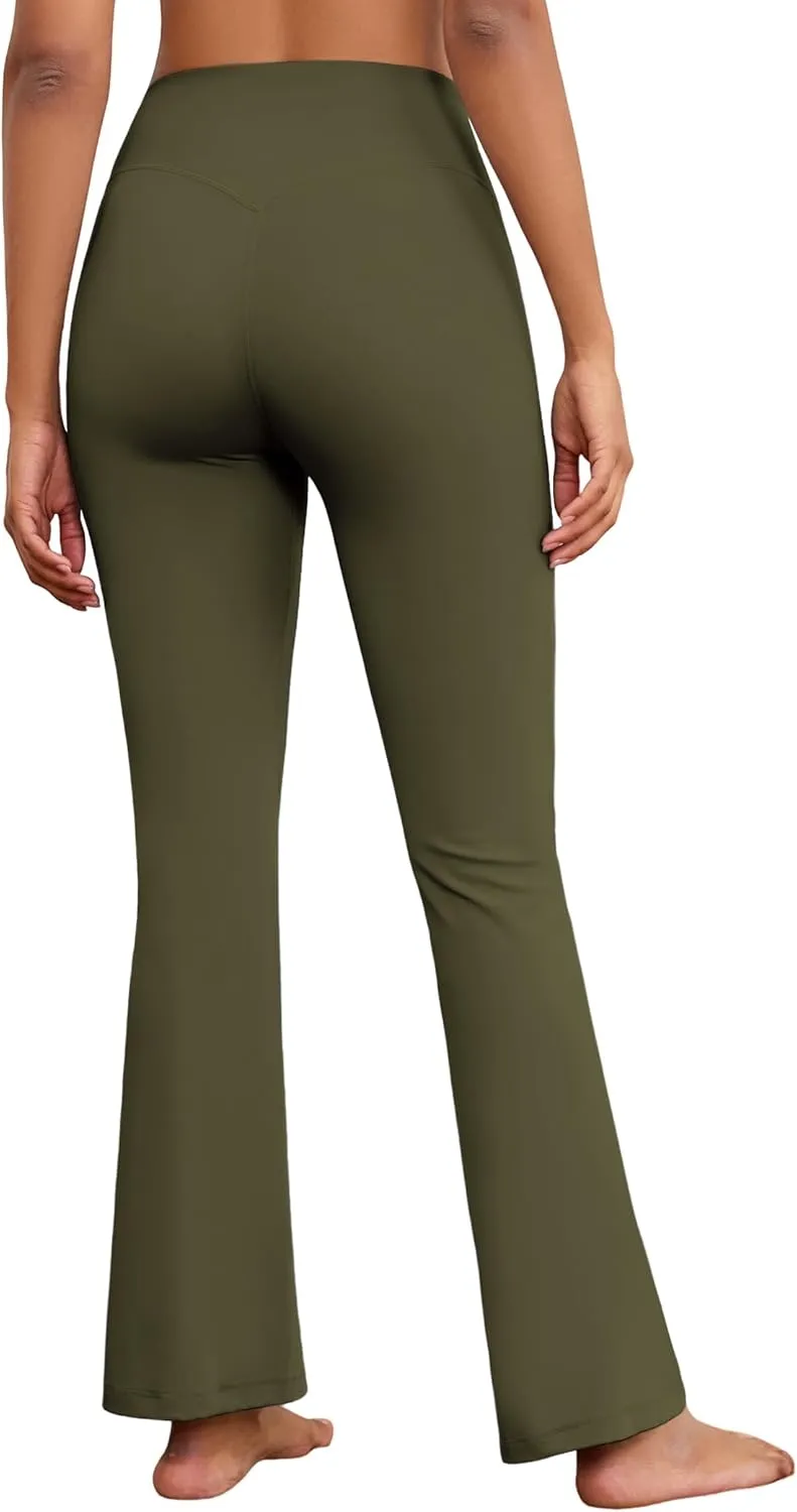 Flare Wide Leg Yoga Pants Bootcut Bell Bottom Crossover Tummy Control Leggings Workout High Waist Tights for Women