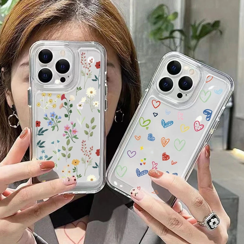 Flower Love Soft Silicone Clear Case for Xiaomi Redmi Note and C Series