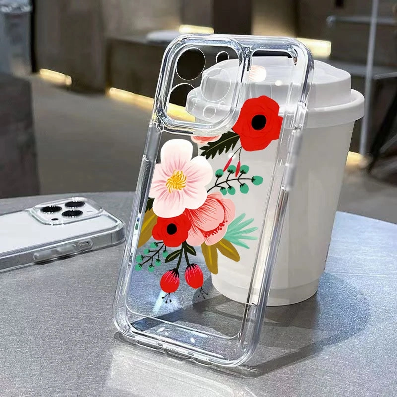 Flower Love Soft Silicone Clear Case for Xiaomi Redmi Note and C Series