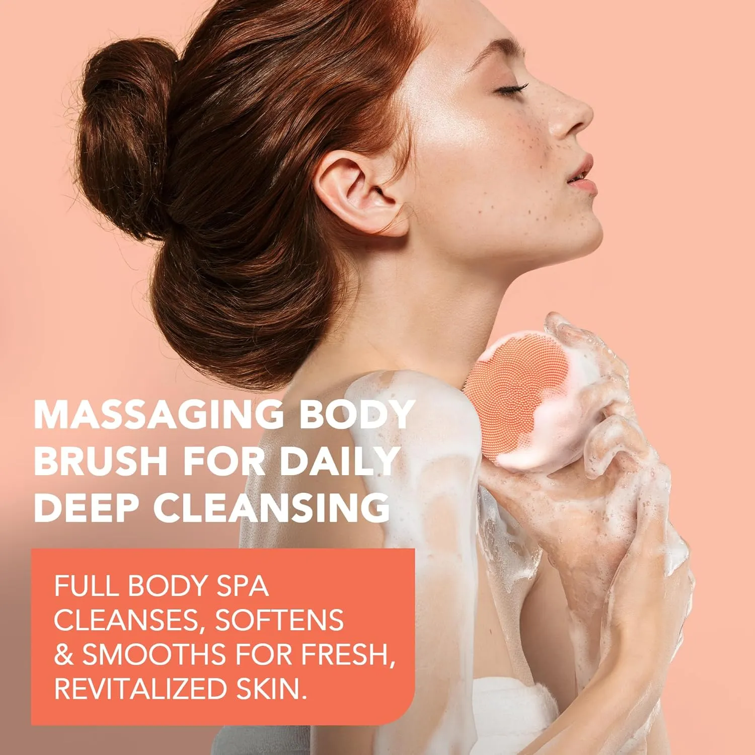 FOREO LUNA 4 body- Body Brush- Whole Body Skin Care - Exfoliating Body Scrubber- Enhances Absorption of Lotion Actives- Premium Lymphatic Drainage Skincare Tool- Waterproof -USB-Rechargeable- Peach