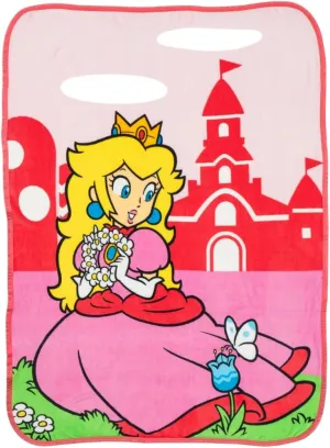 Franco Super Mario Girl Princess Peach Gaming Kids Bedding Super Soft Plush Throw Blanket, 46 in x 60 in, (Officially Licensed Product)