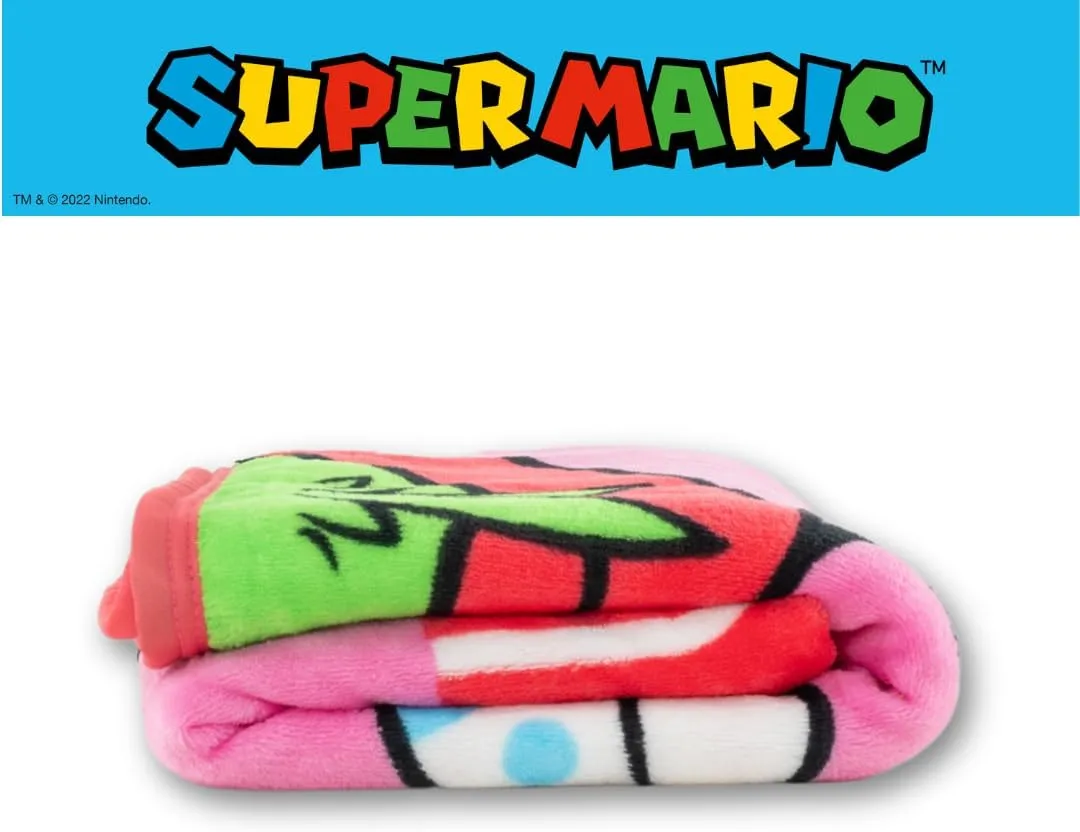Franco Super Mario Girl Princess Peach Gaming Kids Bedding Super Soft Plush Throw Blanket, 46 in x 60 in, (Officially Licensed Product)