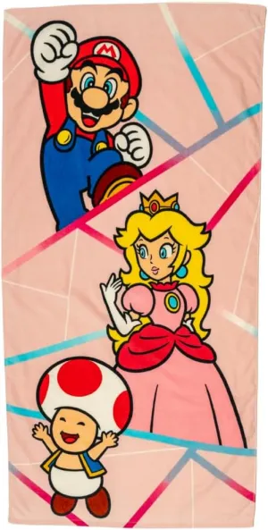 Franco Super Mario Girl Princess Peach Kids Super Soft Cotton Bath/Pool/Beach Towel, 58 in x 28 in, (Officially Licensed Product)