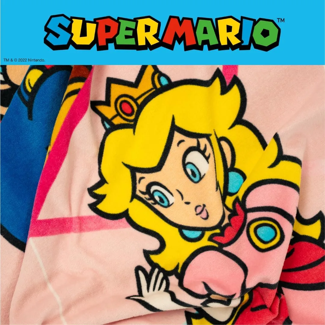 Franco Super Mario Girl Princess Peach Kids Super Soft Cotton Bath/Pool/Beach Towel, 58 in x 28 in, (Officially Licensed Product)