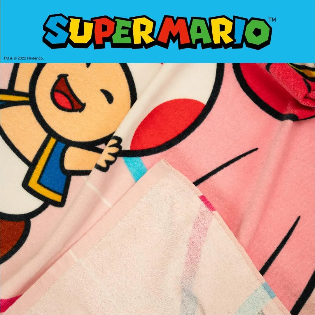 Franco Super Mario Girl Princess Peach Kids Super Soft Cotton Bath/Pool/Beach Towel, 58 in x 28 in, (Officially Licensed Product)