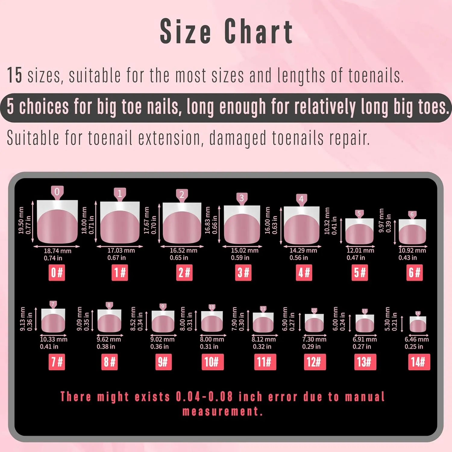French Tip Toe Nail Tips Press on, Sharp Square Pre-Designed Soft Gel False Toenail Extension, BERRY PINK Pre-applied Tip Primer & Base Coat, Full Cover Acrylic for DIY x 15 Sizes 240 pcs