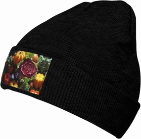 Fresh Cabbage Winter Stretch Loose Knitted hat, Men's Velvet Patch Beanie hat, Unisex Outdoor Sports Travel Fashion Warm ski hat