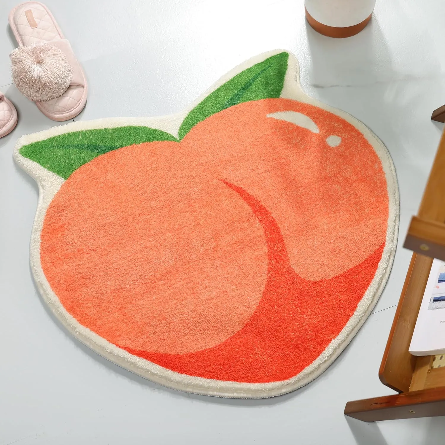 FROZZUR Peach Bath Mat Peachy Fruit Bathroom Rugs for Living Room and Bedroom, Non Slip Small Washable Rug Peach Bathroom Decor