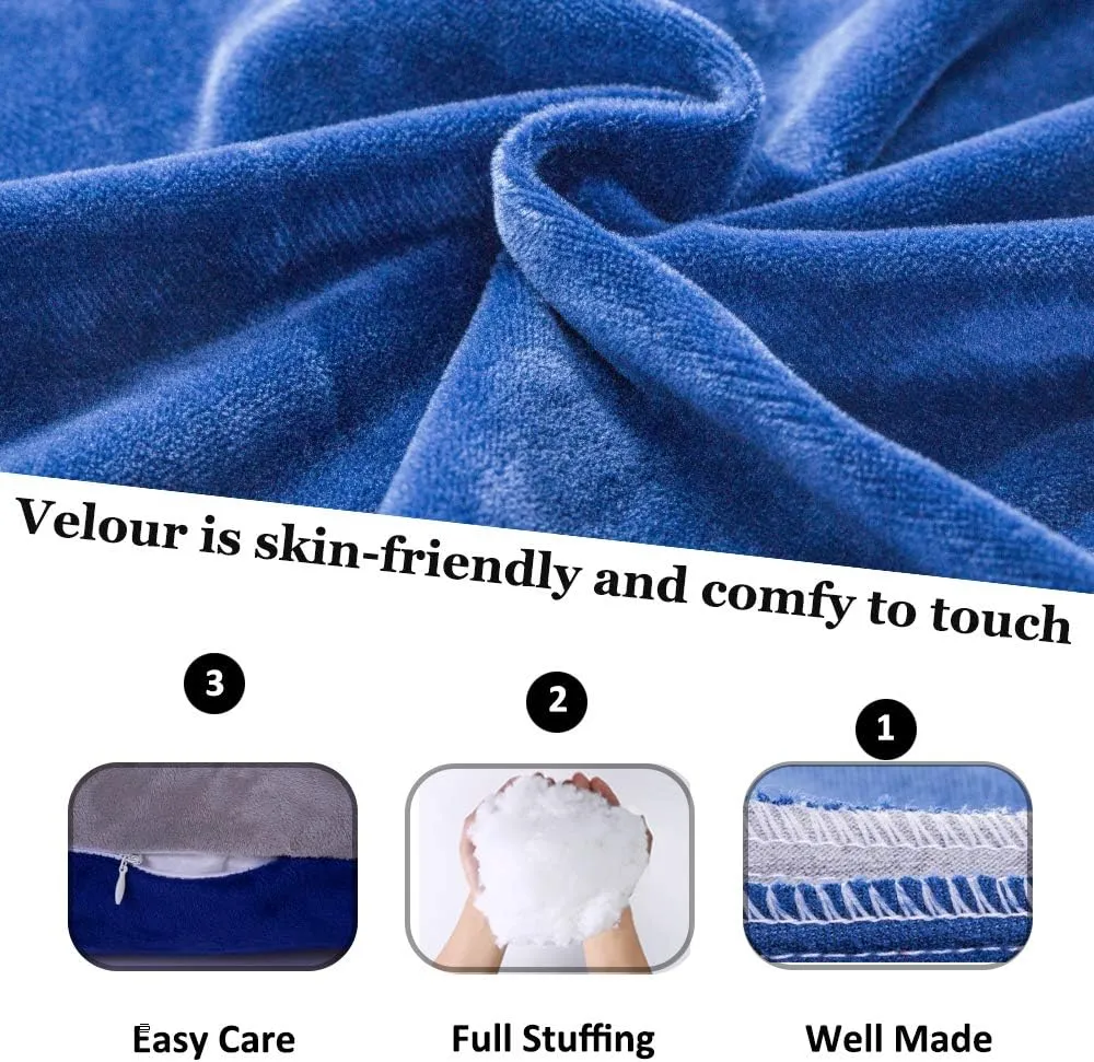 Full Body Pillow, Large Bed Sleeping Pillow for Adults and Side Sleeper, Long Pillow Insert with Velvet Cover, 20x54 Inches (Blue Grey)