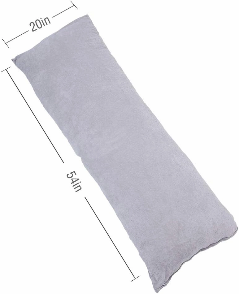 Full Size Body Pillow, Large Bed Sleeping Pillow for Side Sleeper, Long Pillow Insert with Breathable Velour Cover, 20x54 Inches (Grey)