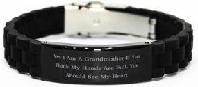 Fun Grandmother Gifts, Yes I Am A Grandmother If You Think My Hands are, Birthday Black Glidelock Clasp Bracelet for Grandmother, Grandmothergifts Present, Ideas, Gift Basket, Unique, for Grandma
