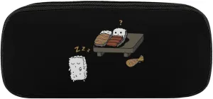 Funny Sleepwalking Sushi Fashion Pencil Case Large PU Leather Stationery Bag Easy to Clean Portable Pencil Pouch Makeup Bag