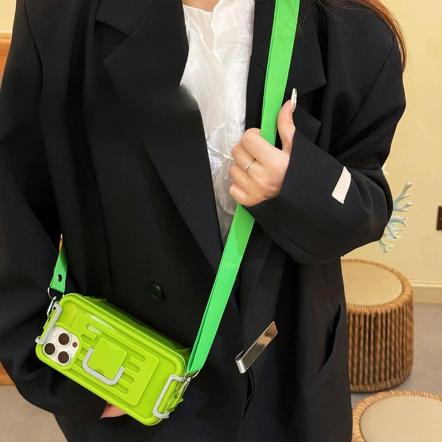 Funny Suitcase Crossbody Phone Case, Creative Silicone Cross Body Phone Case with Storage Box 2 in 1 Crossbody Bag Shape Phone Case Can Hold Lipstick Foundation Keys Cards (for iPhone14PRO MAX,Purple)
