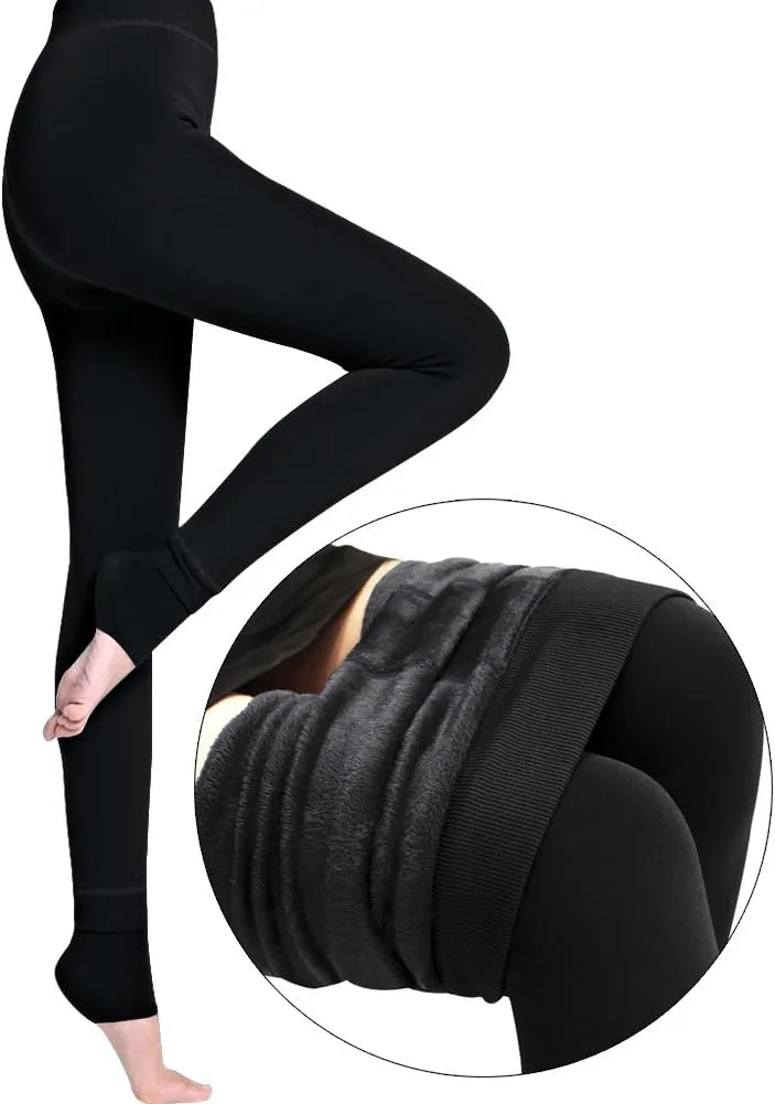 FV RELAY Women's Winter Warm Fleece Lined Velvet Elastic Leggings High Waisted