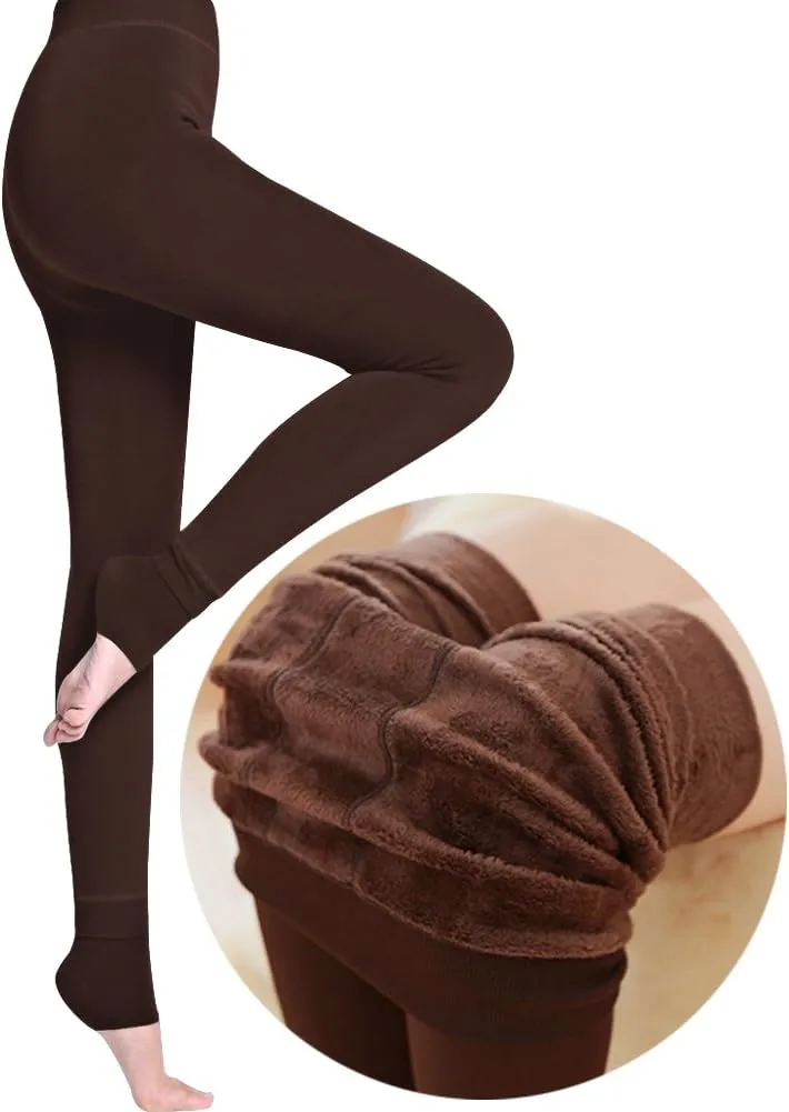 FV RELAY Women's Winter Warm Fleece Lined Velvet Elastic Leggings High Waisted