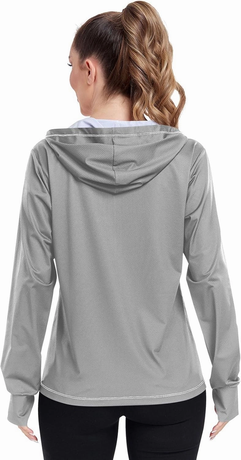 GAIGEO Peach Gradient Women Jacket UPF 50  Women Uv Protection Clothing, Hooded Design Thumb Holes, S