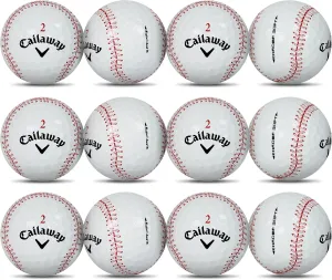 GBM Callaway Chrome Soft Certified Refinished Baseball Golf Balls - 12 Pack - Designed with Stitching Pattern - Par-FECT for Any Golf Outing!