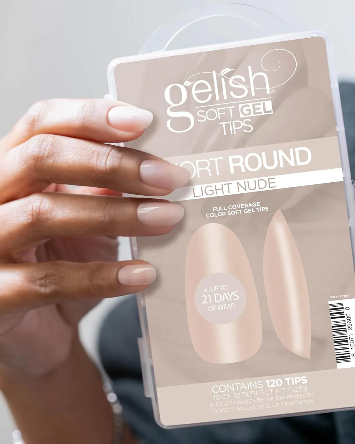 Gelish Nude Soft Gel Tips - Full Coverage Nude Color Soft Gel Tips, Press On Nails, Clear Nail Tips