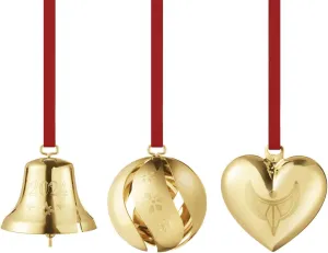 Georg Jensen 2024 Ornament Set, 3Pcs, Plated in 18k Gold - 10020408