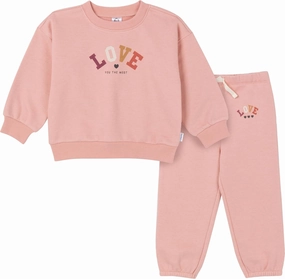 Gerber Baby Girls' Toddler 2-piece Fleece Sweatshirt and Jogger Set