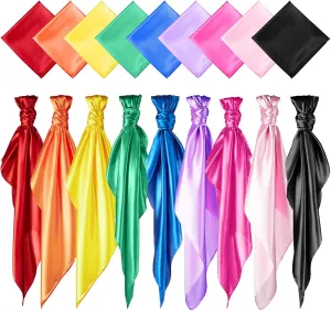 Geyoga 9 Pcs Fabric Play Scarves Rainbow Play Dance Scarves Creative Pretend Juggling Dress 35 x 35 Inch