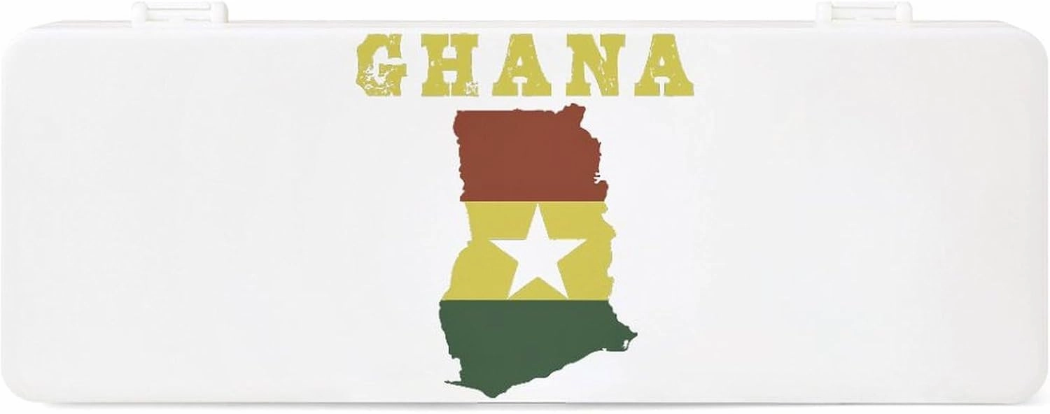 Ghana Flag Map Pencil Case Pen Box Easy to Clean Portable Pencil Pouch Office Organizer