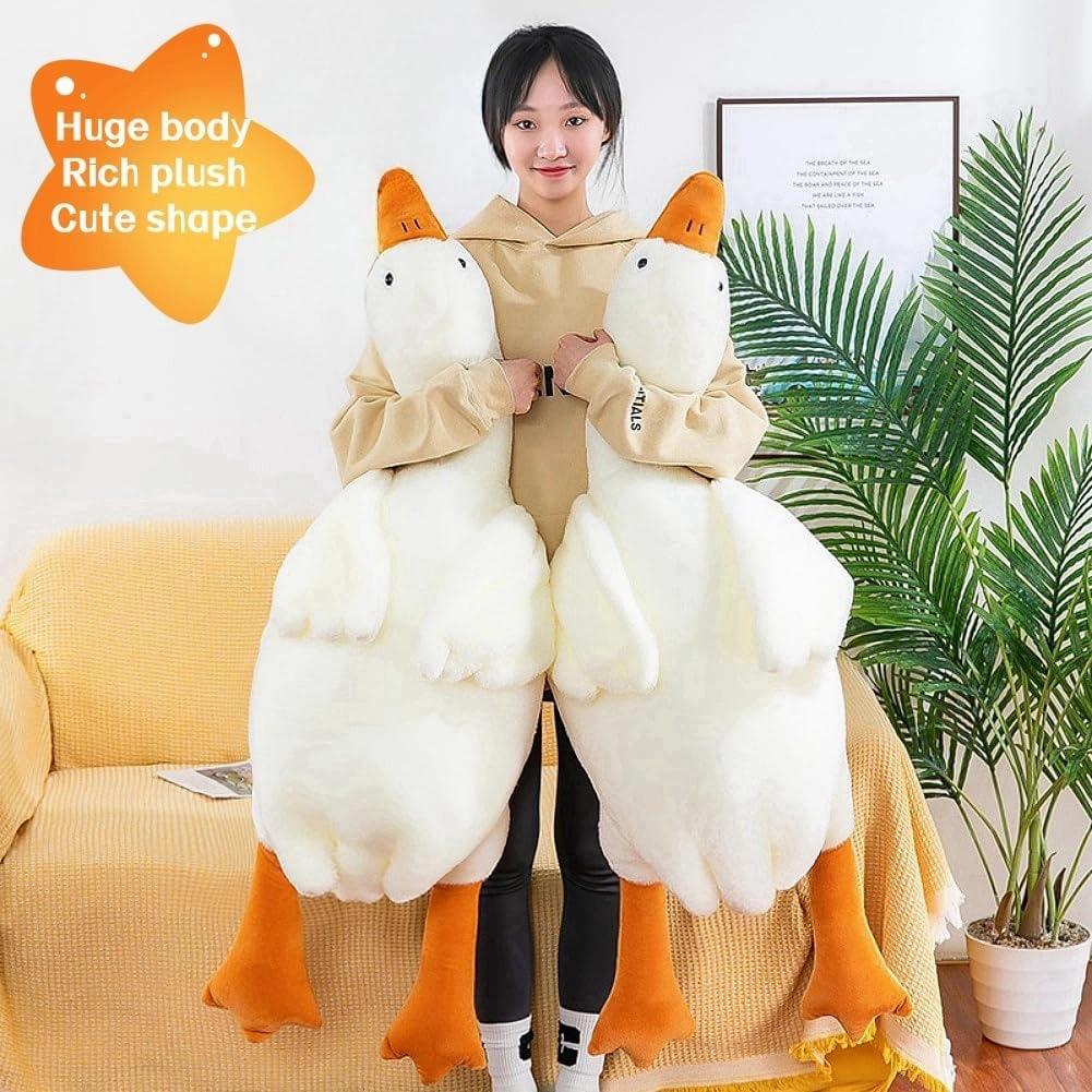 Giant White Goose Plush 35 in, Very Huge Fat Goose Stuffed Animal Pillow, Soft Furry Swan Hugging Pillow Gifts for Everyone (35 in)