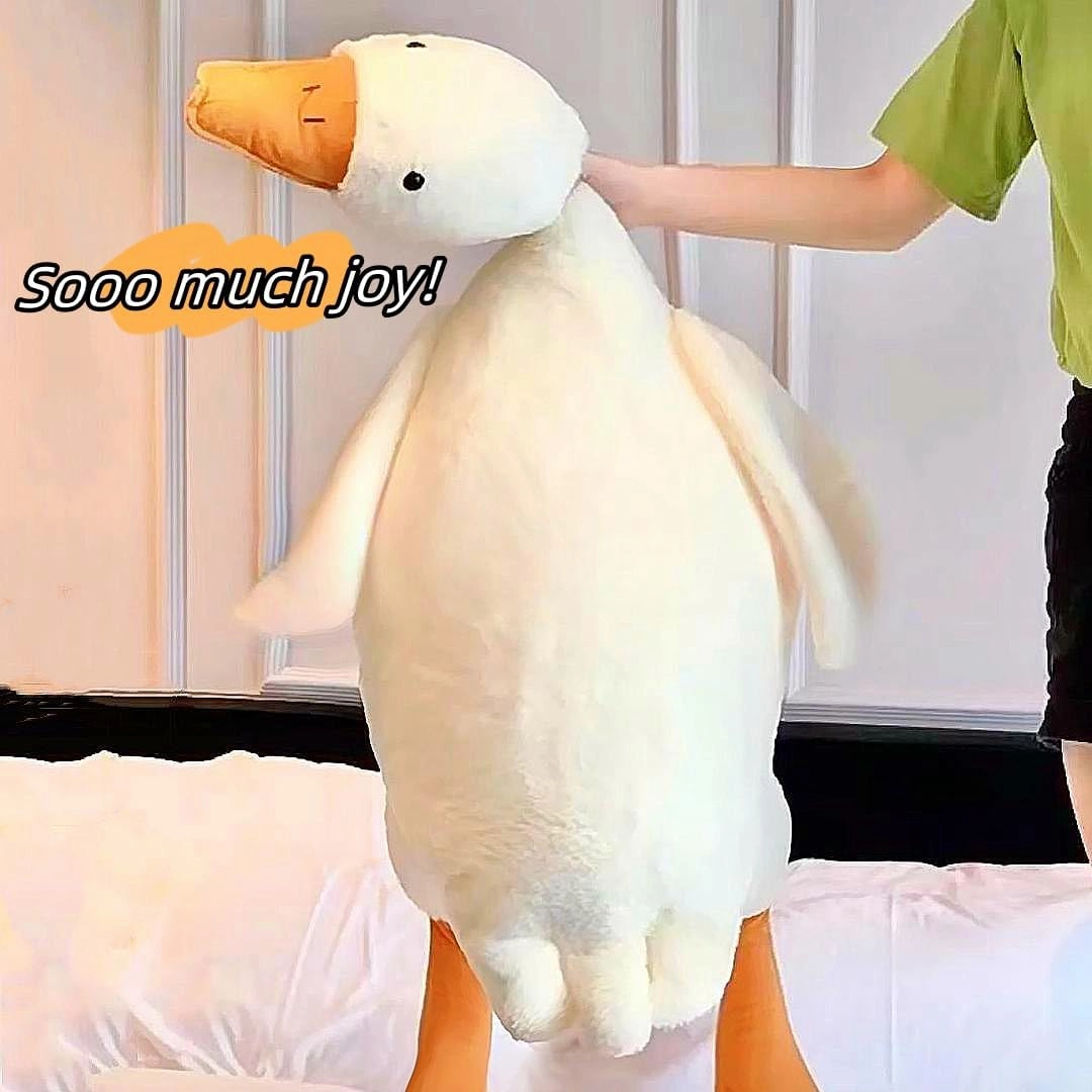 Giant White Goose Plush 35 in, Very Huge Fat Goose Stuffed Animal Pillow, Soft Furry Swan Hugging Pillow Gifts for Everyone (35 in)