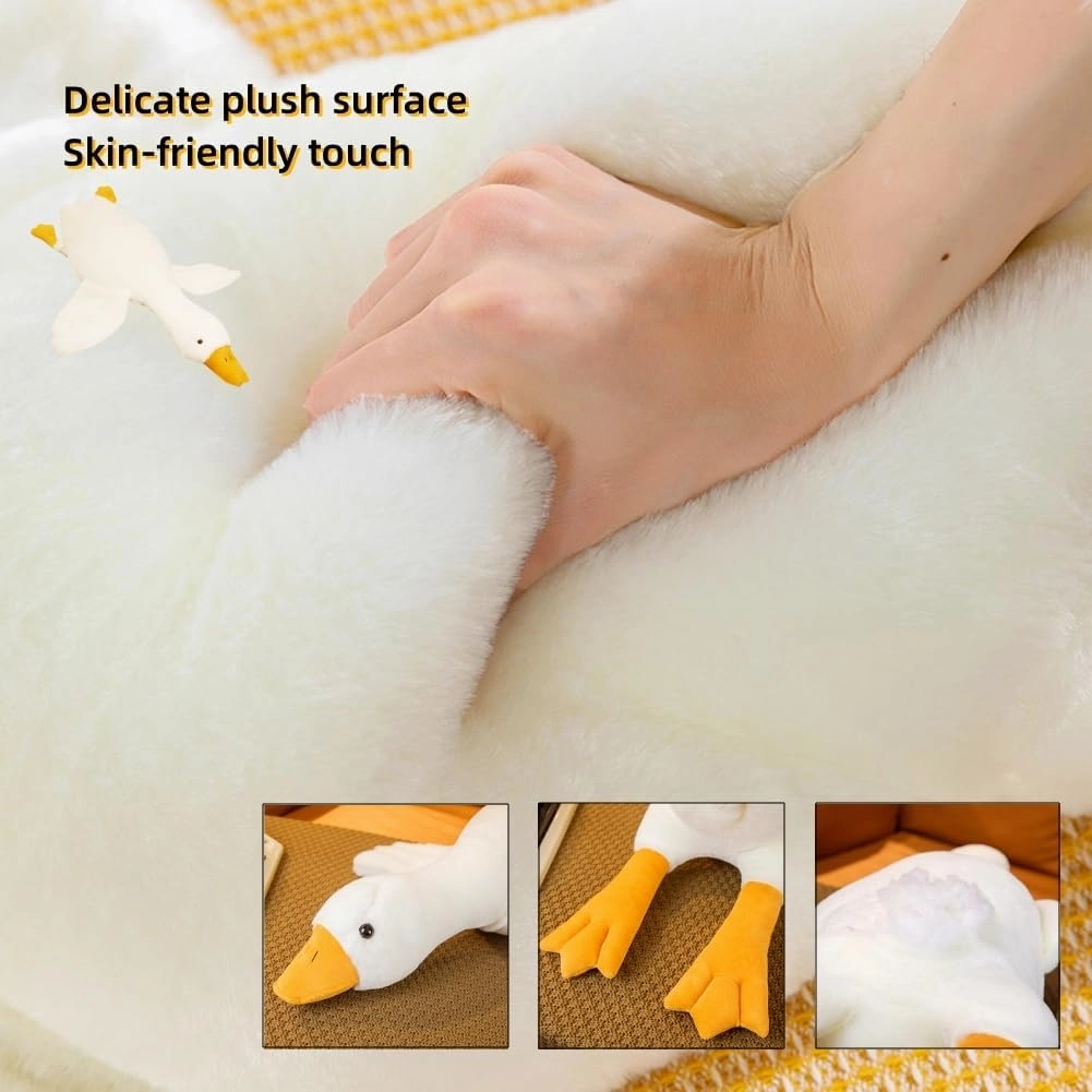 Giant White Goose Plush 35 in, Very Huge Fat Goose Stuffed Animal Pillow, Soft Furry Swan Hugging Pillow Gifts for Everyone (35 in)