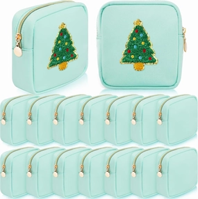 Giesiery 16 Pcs Preppy Makeup Bag Bulk Mini Nylon Cosmetic Bag Blank DIY Craft Zipper Pouches for Makeup Cosmetic Toiletry Stationary Storage Purse Preppy Party Favors
