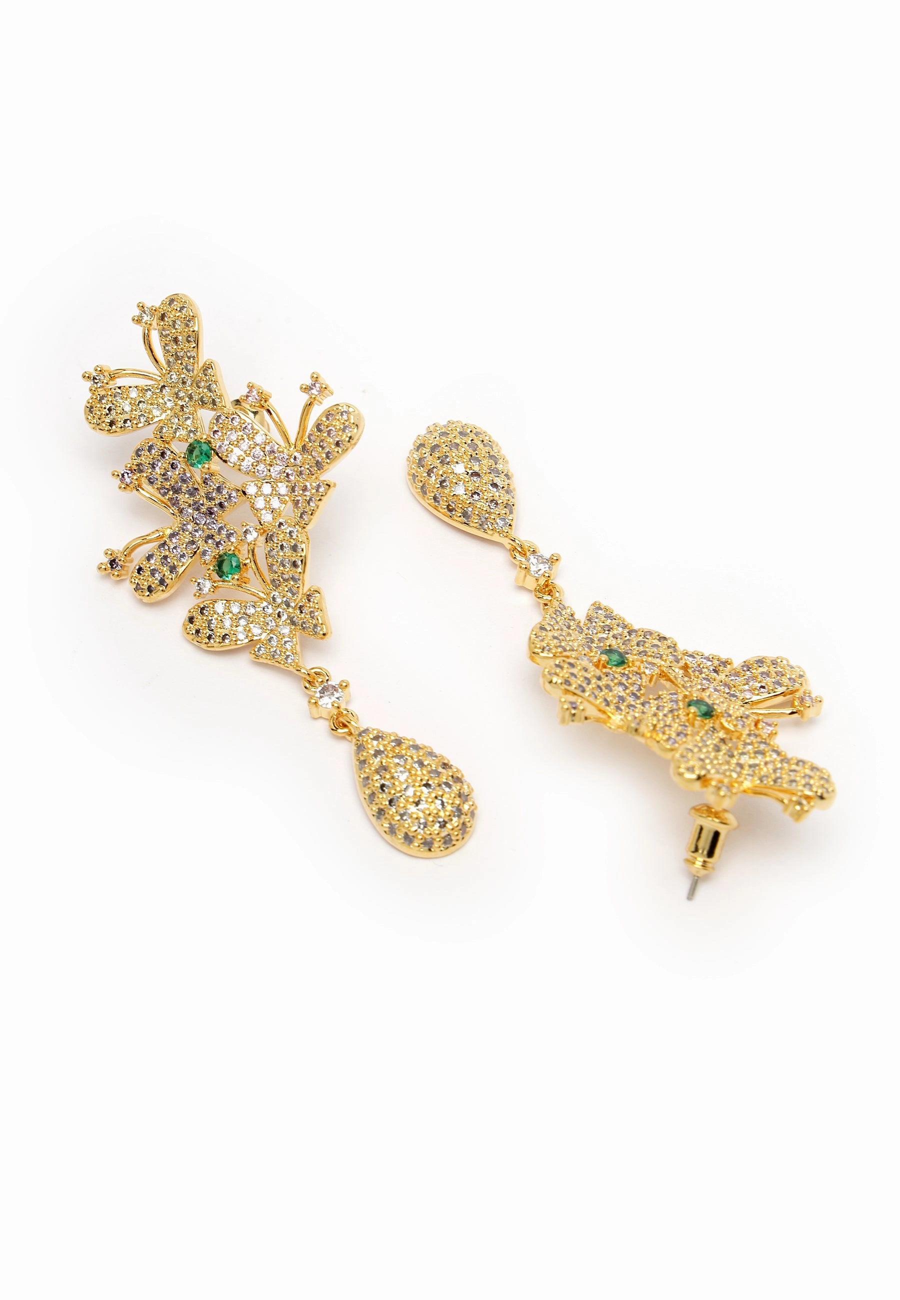 Gleaming Cubic Zirconia Butterfly Drop Earrings