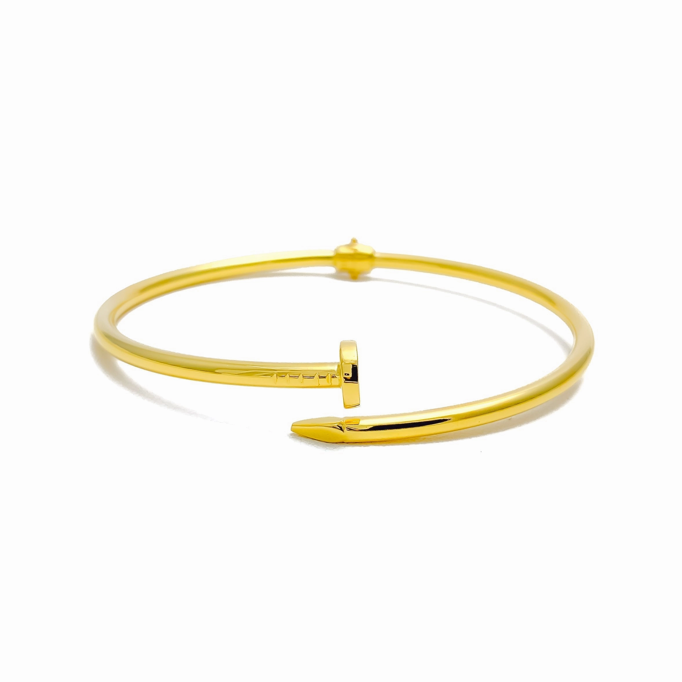 Gleaming Opulent 21k Gold Nail Bangle Bracelet