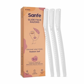 Glide Reusable Face & Eyebrow Razor For Women | For Safe & Painfree Facial Hair Removal - Pack of 1 (3pcs) | Razor for Face, Eyebrows, Upper Lips, Chin, Side Locks, Forehead | For Soft Hair