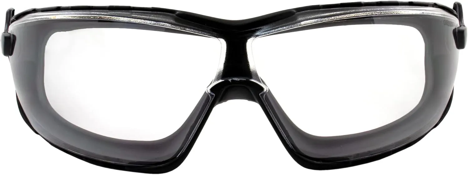 Global Vision Sunn Up Motorcycle & Safety Goggles ANSI Z87.1 Scratch-Resistant Anti-Fog 2 Pair Clear & Smoke Lenses (Grey-Clear/Grey-Smoke)