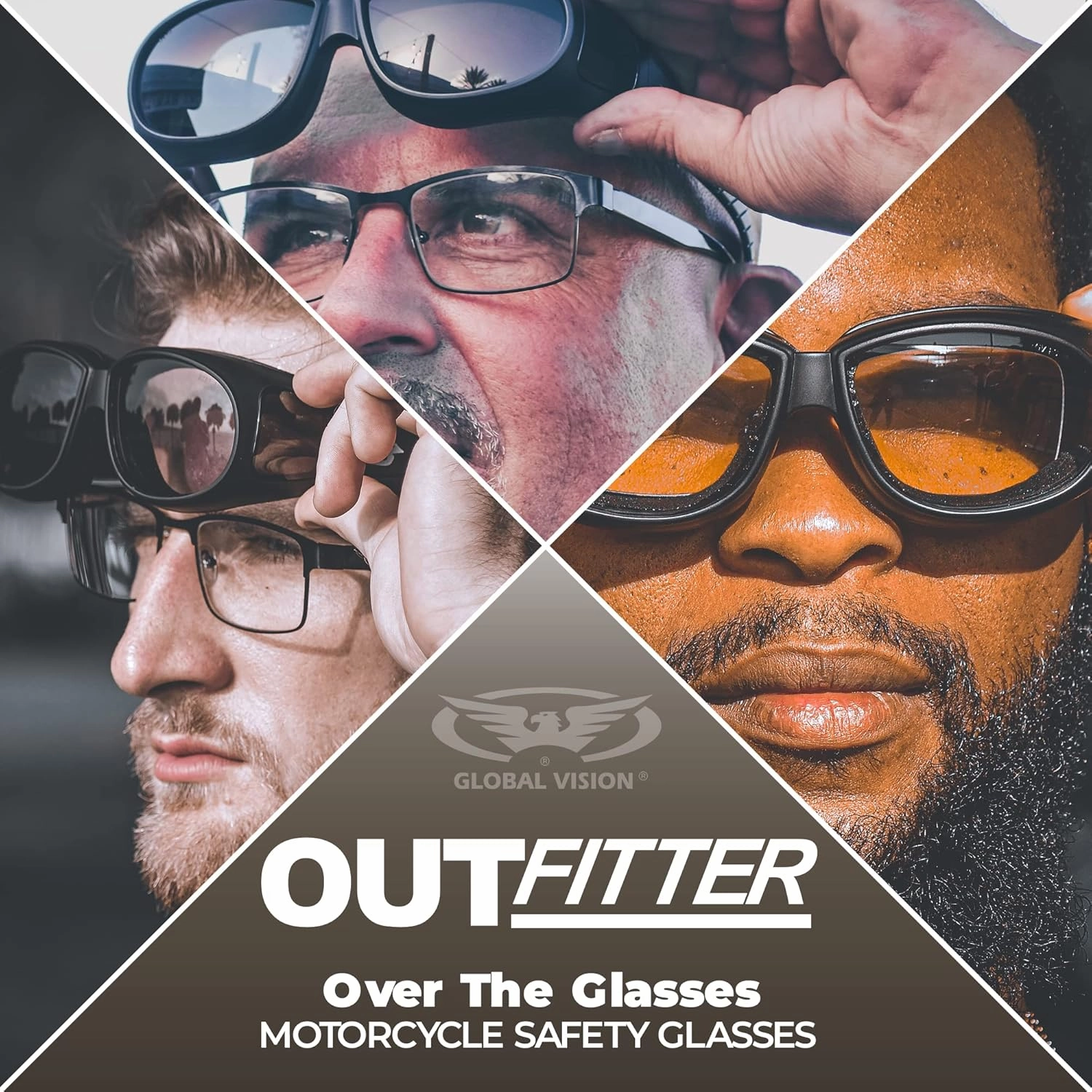 Global Vision Outfitter Padded Fit-Over Motorcycle Safety Sunglasses
