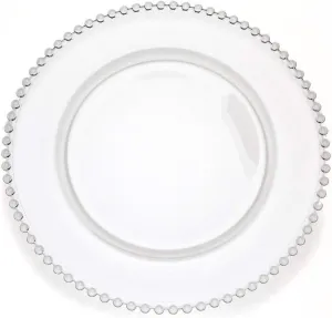 Godinger 48441 Chesterfield Charger Plate, 13", Clear Beaded
