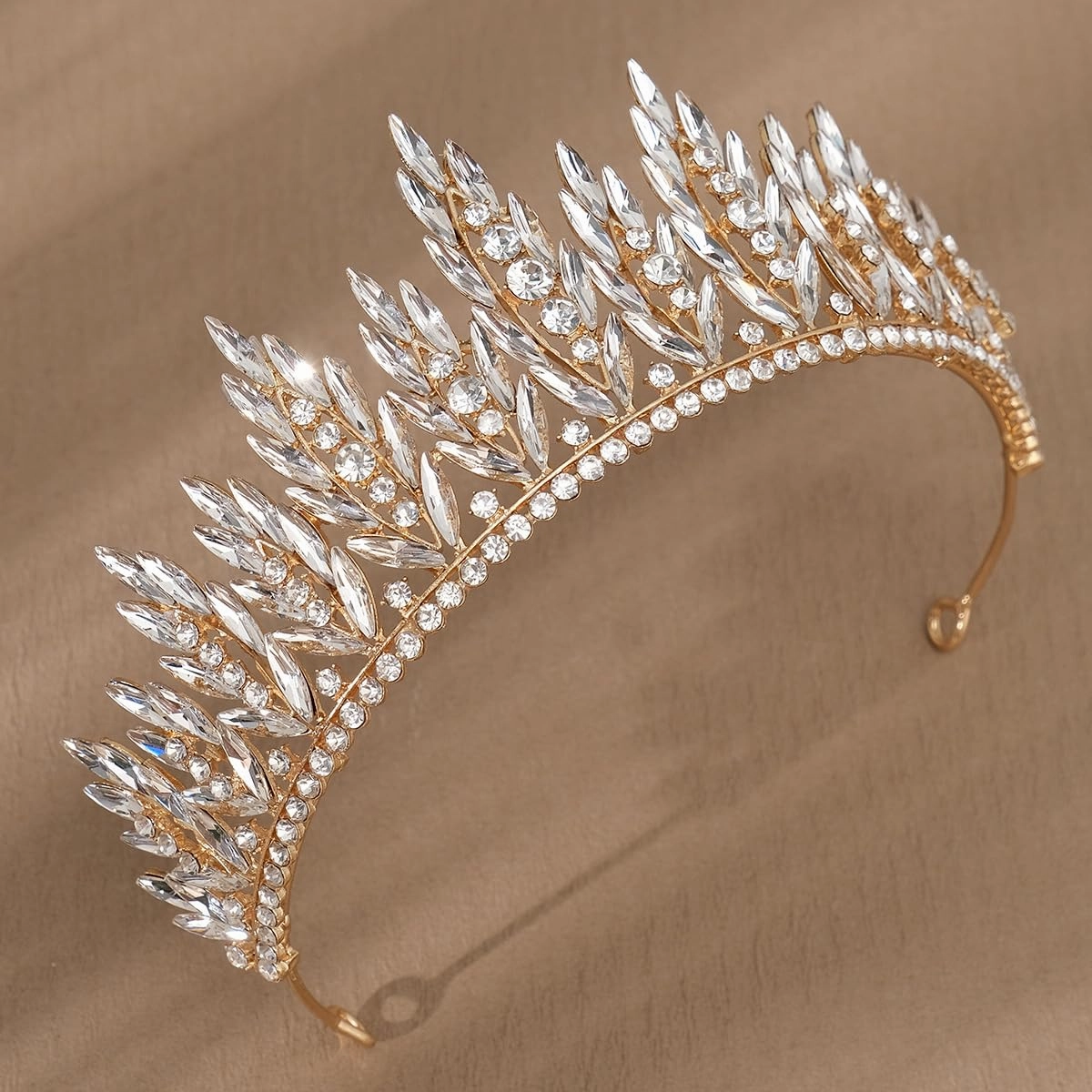 Gold Bride Wedding Tiara Crown for Women Elegant Royal Queen Crown Headband Glitter Crystal Princess Headpieces for Quinceanera Pageant Prom Birthday (02Gold-white, Standard)