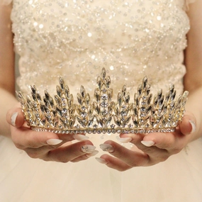 Gold Bride Wedding Tiara Crown for Women Elegant Royal Queen Crown Headband Glitter Crystal Princess Headpieces for Quinceanera Pageant Prom Birthday (02Gold-white, Standard)