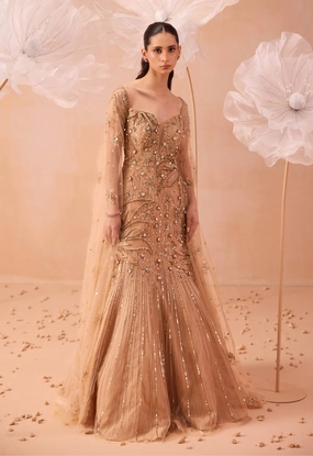 Gold net gleaming gown