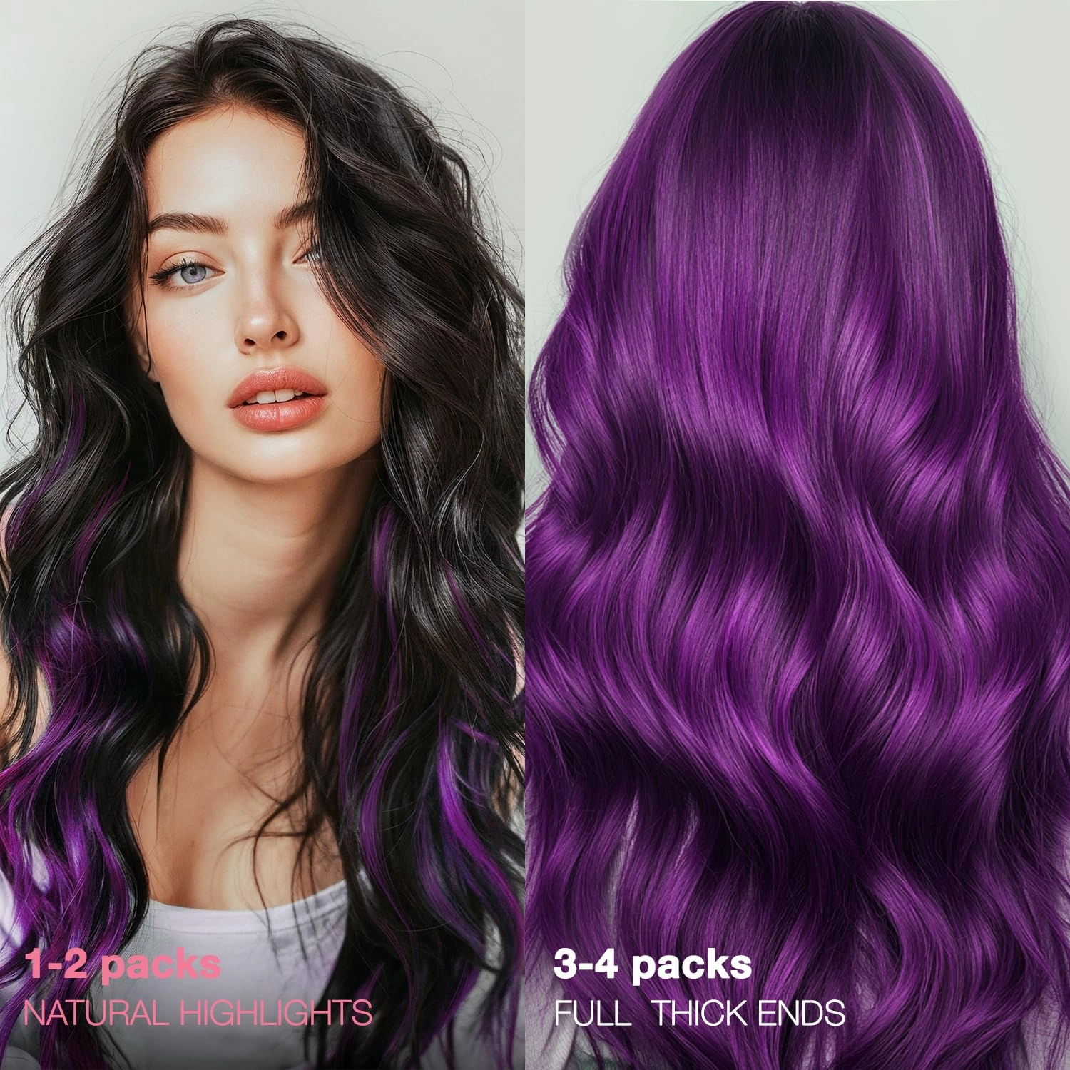 GOO GOO Tape in Hair Extensions Human Hair, Purple, 10inch 20g 10pcs, Colored Tape ins Human Hair Extensions, Silky&Soft Invisible Tape Ins, Hair Highlighted for Party