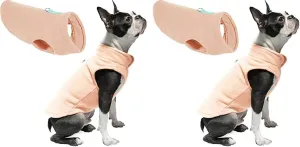 Gooby Fleece Vest Dog Sweater - Peach, X-Large - Warm Pullover Fleece Dog Jacket with O-Ring Leash - Winter Small Dog Sweater Coat - Cold Weather Dog Clothes for Small Dogs Boy or Girl (Pack of 2)