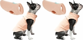 Gooby Fleece Vest Dog Sweater - Peach, Small - Warm Pullover Fleece Dog Jacket with O-Ring Leash - Winter Small Dog Sweater Coat - Cold Weather Dog Clothes for Small Dogs Boy or Girl (Pack of 2)