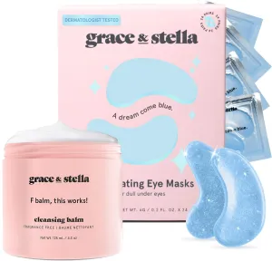 grace & stella Eye Mask Blue 24 Pairs   Cleansing Balm 4.3 oz Bundle