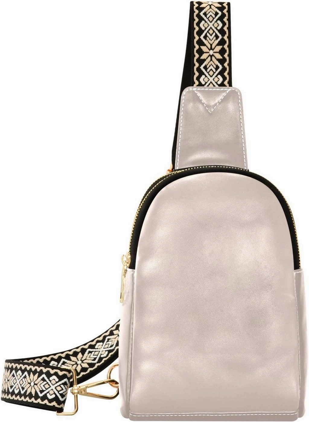 Gray Peach Sling Bag for Women Men Fanny Packs Small Crossbody Bags for Women Leather Fashion Waist Packs Waterproof Chest Bag for Sports Hiking Travel Running