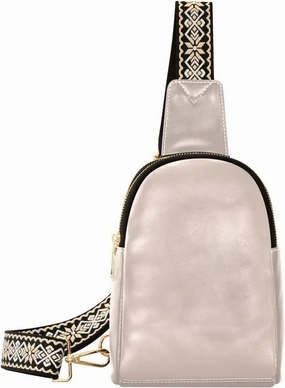 Gray Peach Sling Bag for Women Men Fanny Packs Small Crossbody Bags for Women Leather Fashion Waist Packs Waterproof Chest Bag for Sports Hiking Travel Running