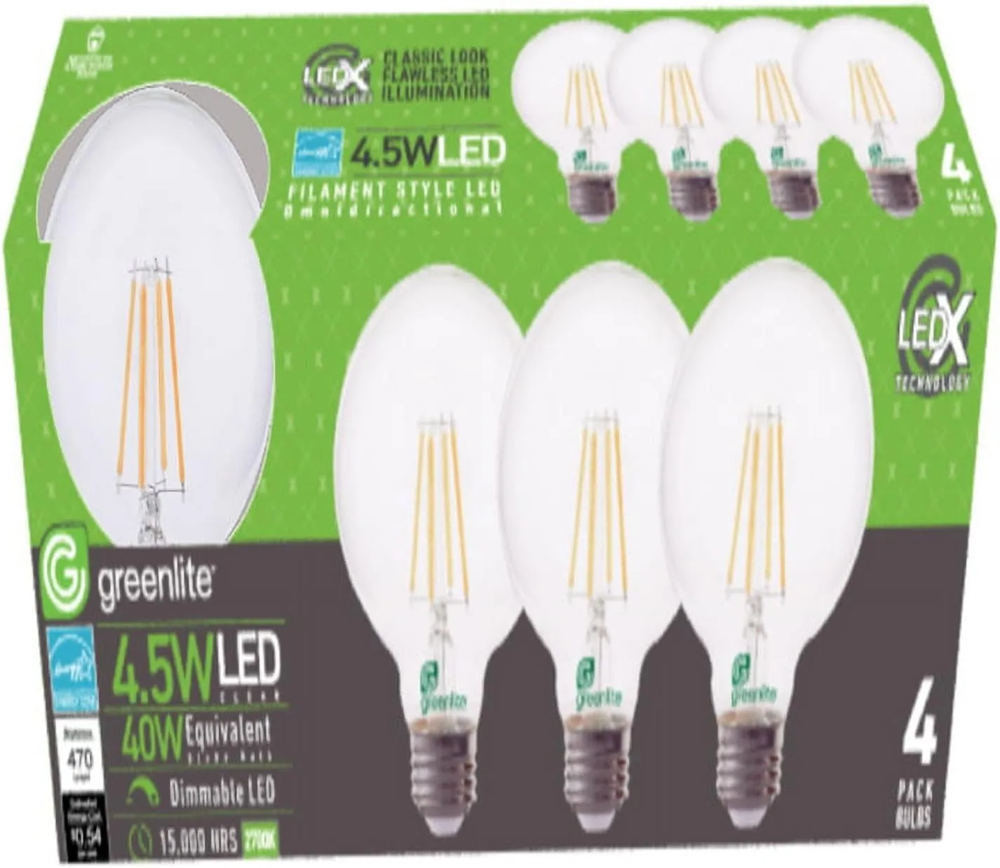 Greenlite G25 E26 (Medium) Filament LED Bulb Soft White 40 Watt Equivalence 4 - Total Qty: 1