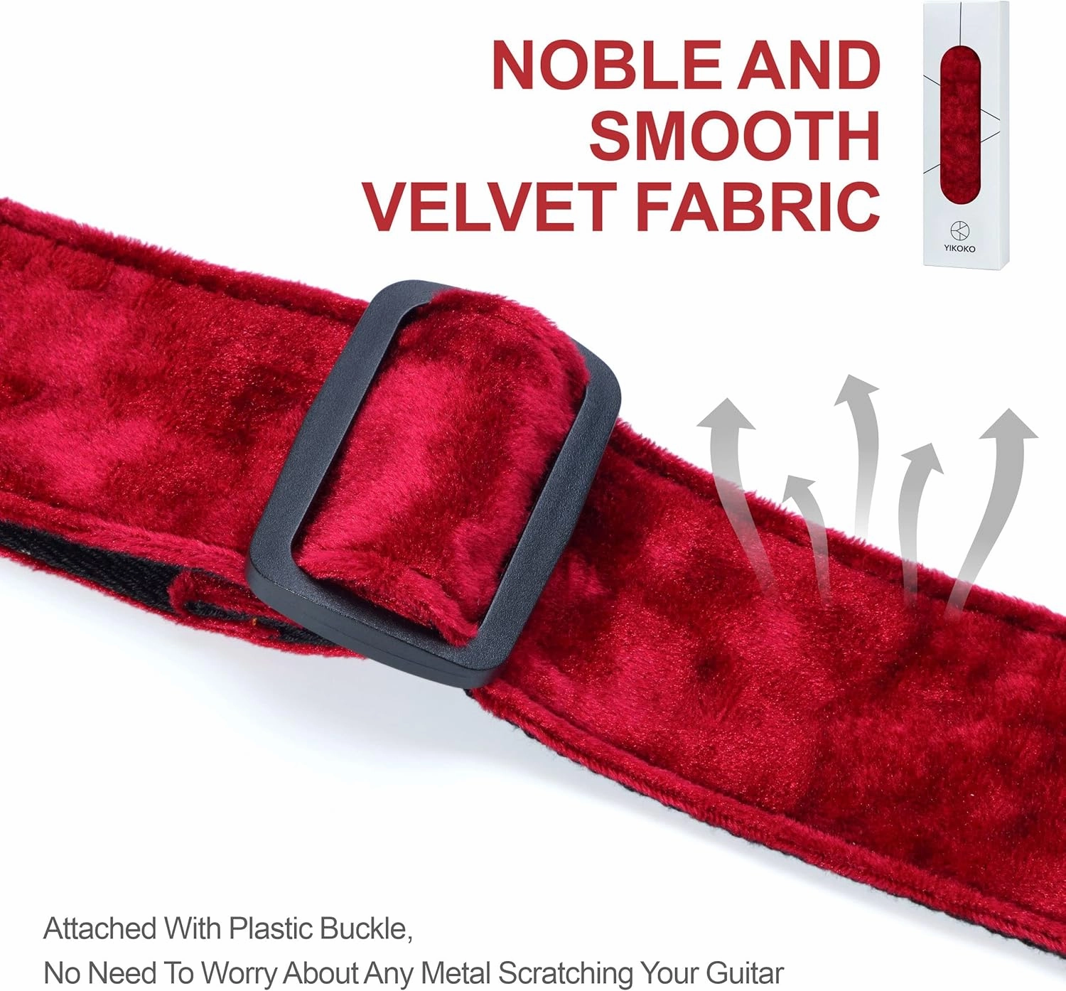 Guitar Strap 2 inch Velvet Guitar Straps with Full Grain Leather End, for Bass Electric and Acoustic Guitars, Free Strap Button, 2 Strap Locks and 4 Guitar Picks