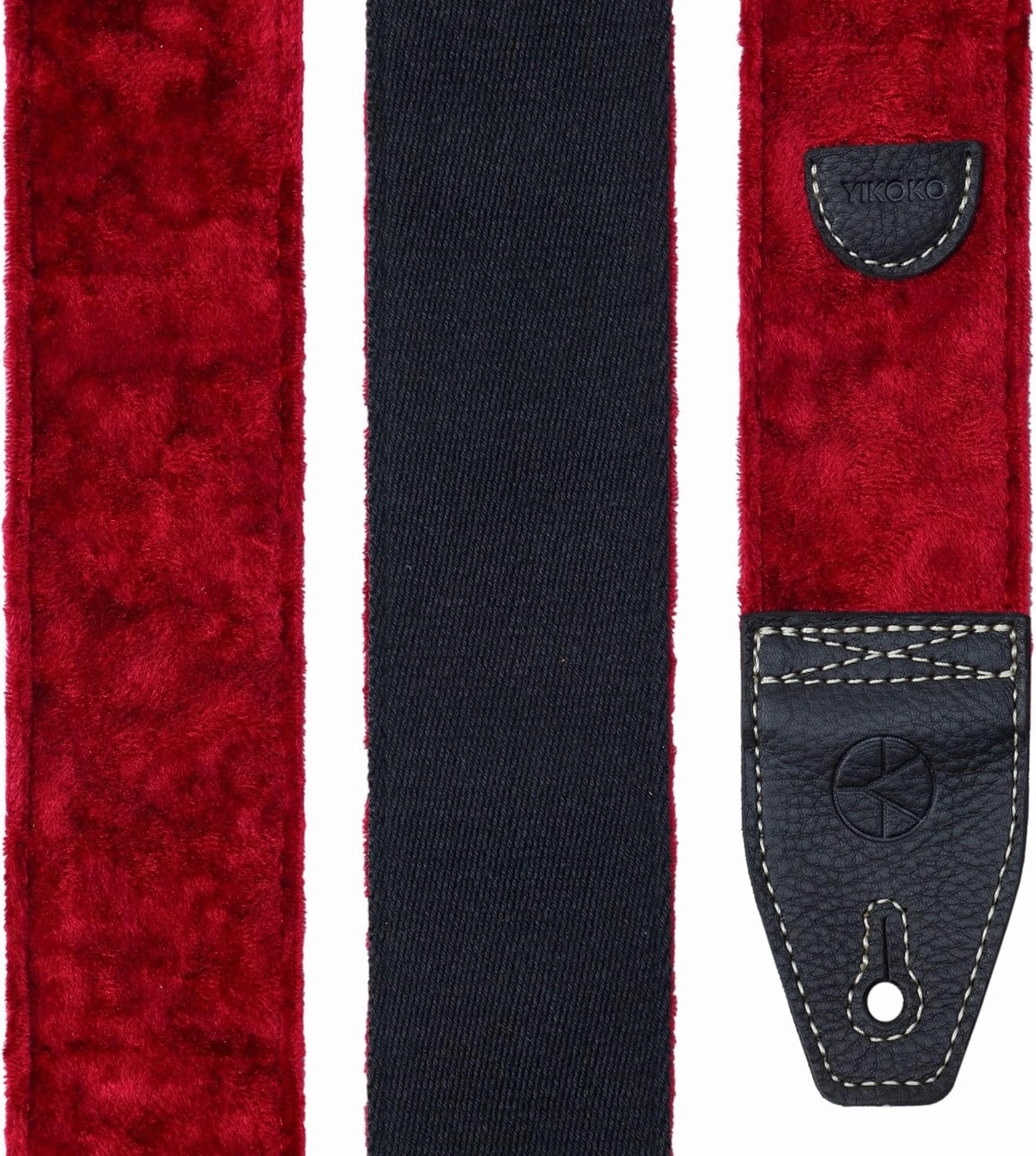 Guitar Strap 2 inch Velvet Guitar Straps with Full Grain Leather End, for Bass Electric and Acoustic Guitars, Free Strap Button, 2 Strap Locks and 4 Guitar Picks